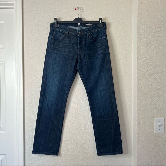 7 For All Mankind The Standard Straight Dark Wash Jeans Size 33 - Picture 3 of 13